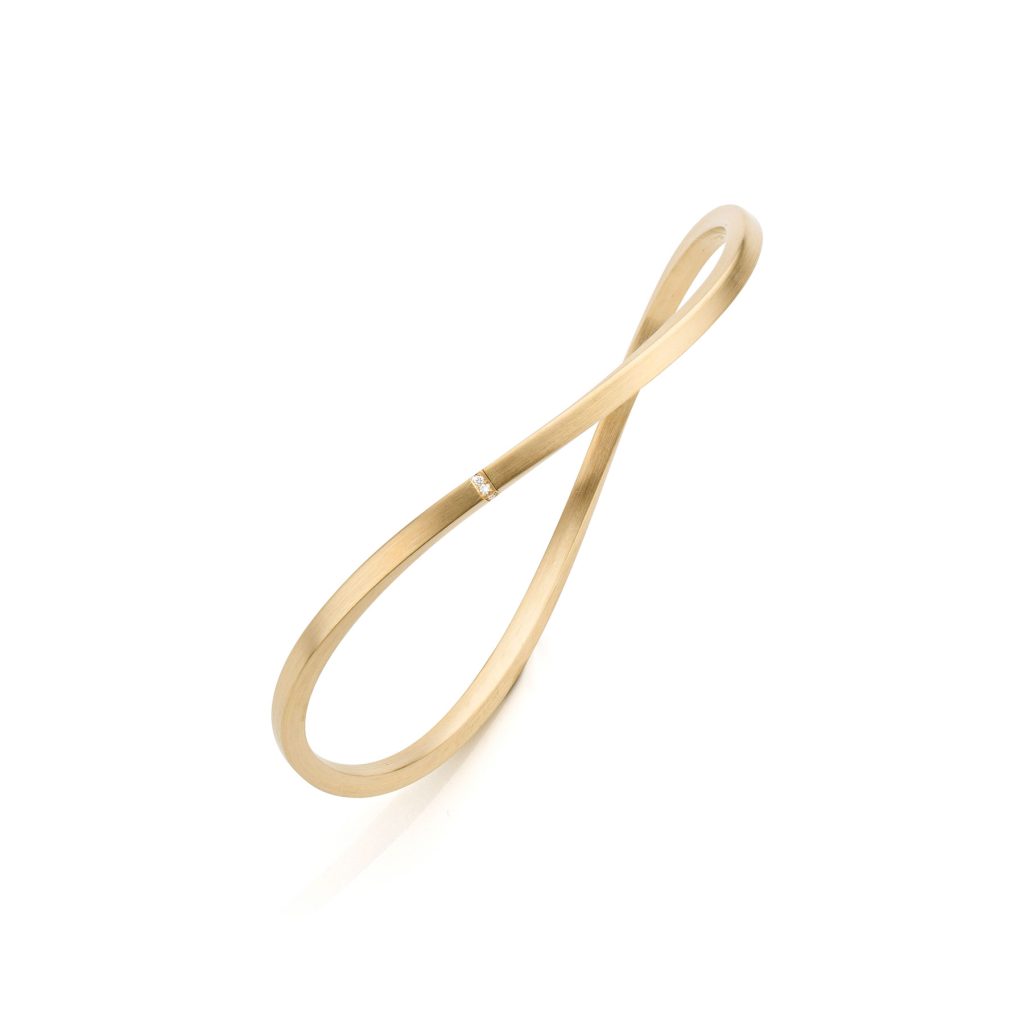 Armband roségoud mat met 6 diamant pavé gezet