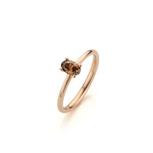 Verlovingsring roodgoud met bruine diamant