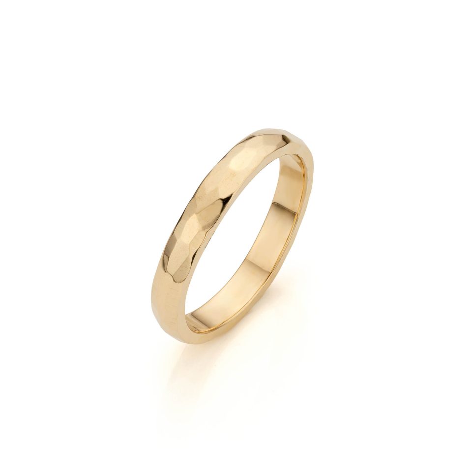 rosegouden ring hamerslag glanzend